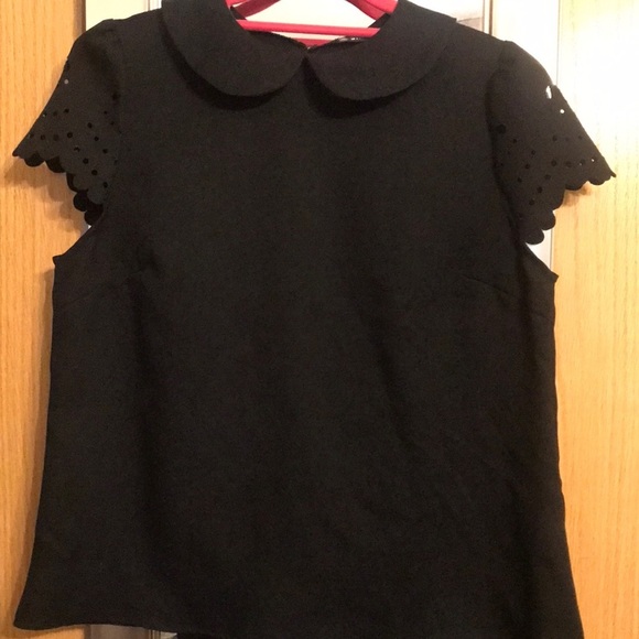 Black Shein size small blouse with scallop yolk - Picture 1 of 8